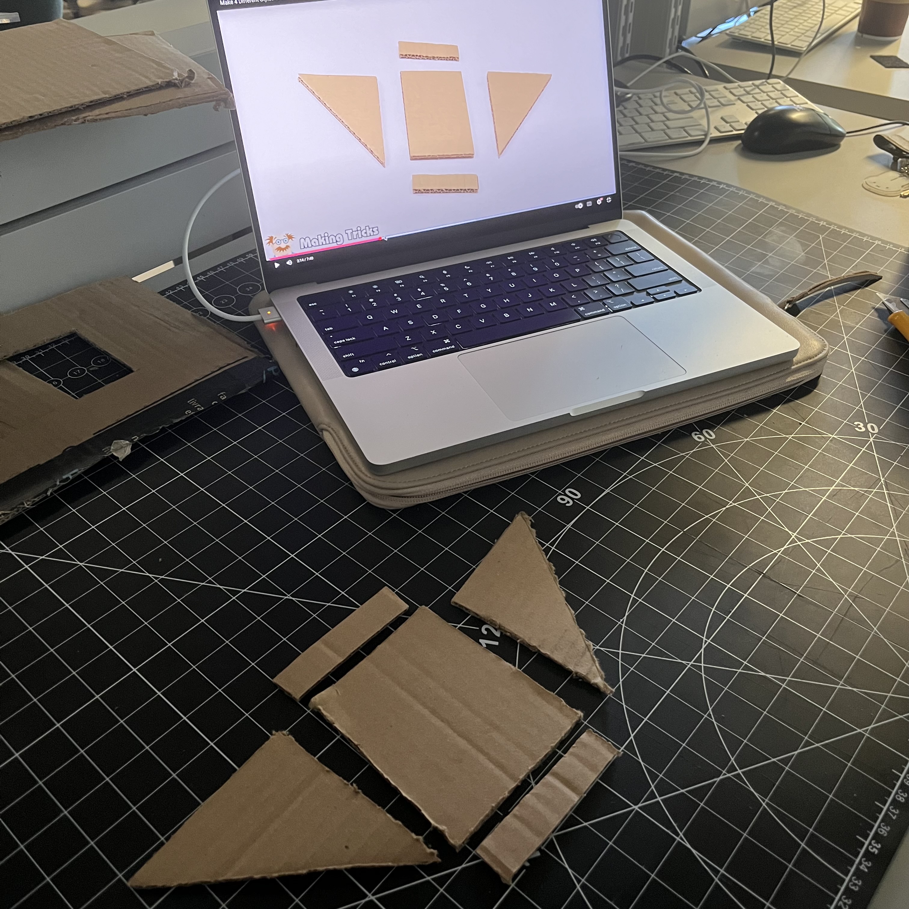 We cut the shapes identical to the ones in the video provided to us.