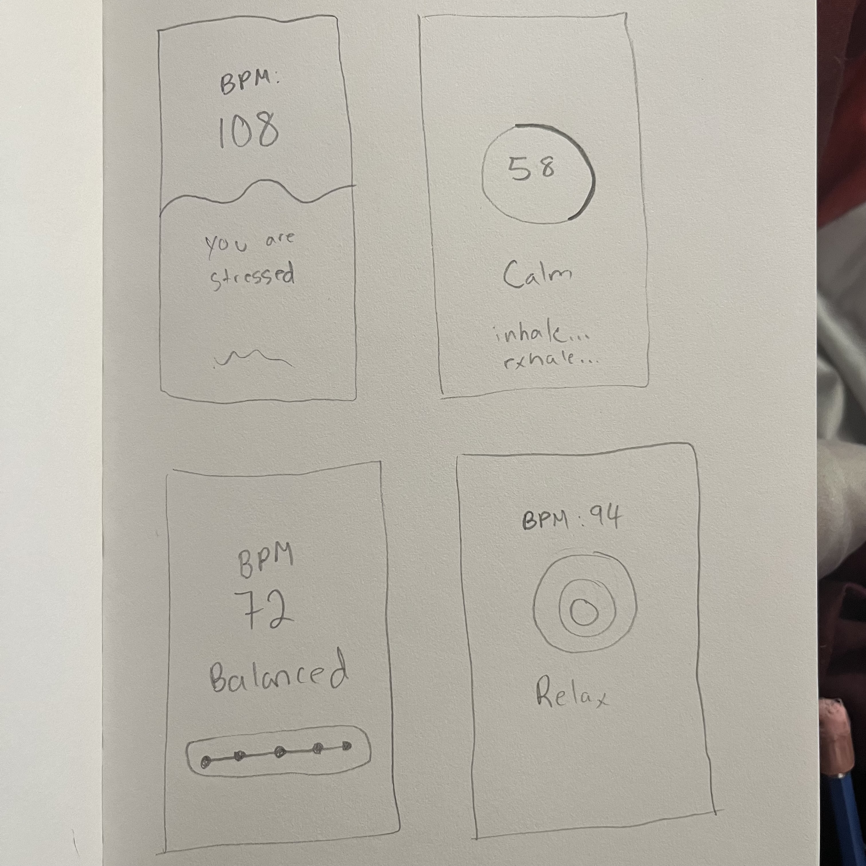 Four sketches I created to test which was the best idea.