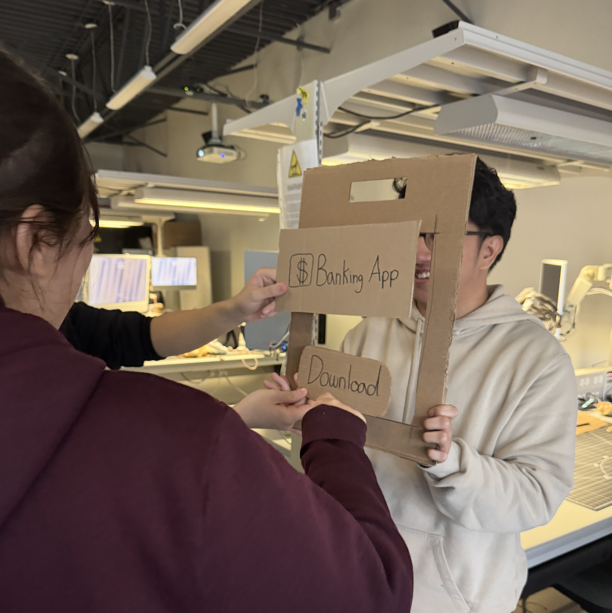 For our body storming challenge, we were tasked with onboarding a new user to a complex service app. We chose a bank app. The first app feature was signing into the app, and the second was transferring money between accounts.